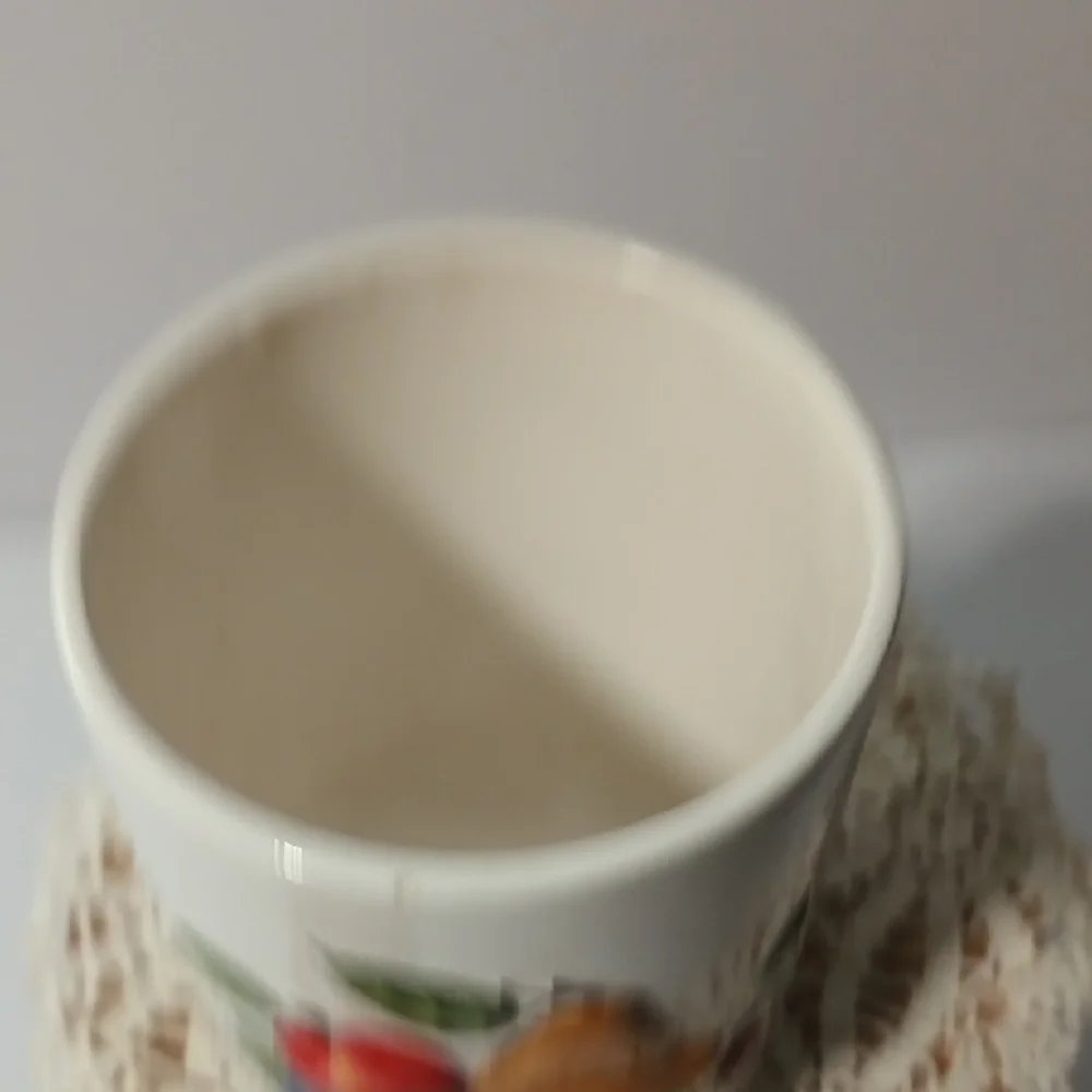 Fruit-Themed Ceramic Canister 8 Inches Tall And 4 Inches Wide